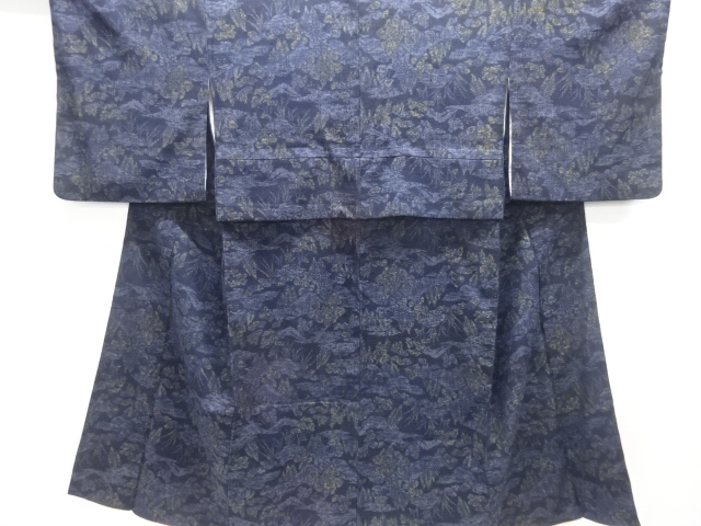JAPANESE KIMONO / ANTIQUE KIMONO / SILK / HAND WOVEN / MAWATA OJIYA TSUMUGI / FLORAL PLANTS